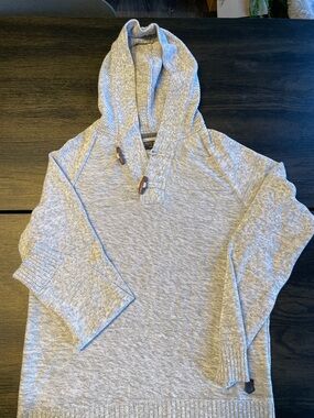 Men's V-Neck Hooded Sweater in Light Gray